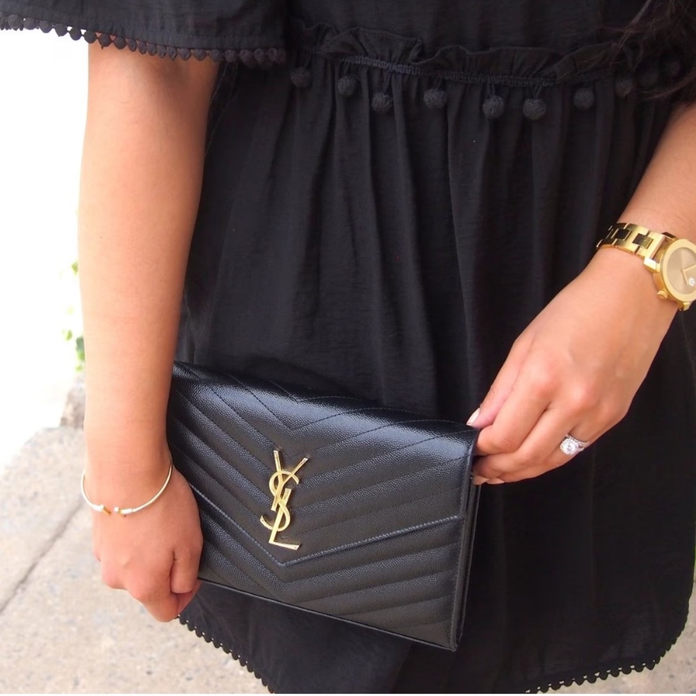 YSL Saint Laurent wallet on chain black